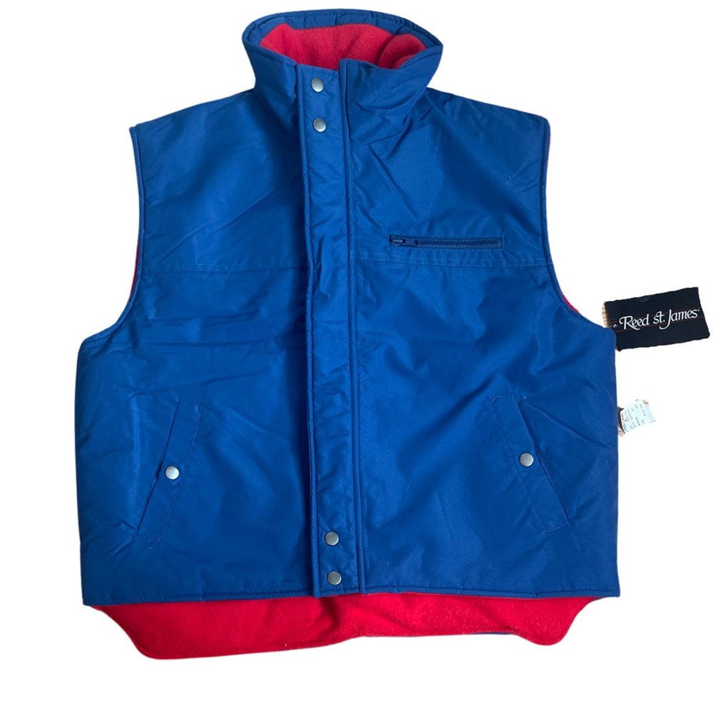 NWT Vintage Reed St. James Men’s Puffer Vest Size Large Blue And Red